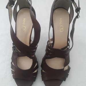 NINE&CO Women's Shoe - Brown leather - Stiletto 4"